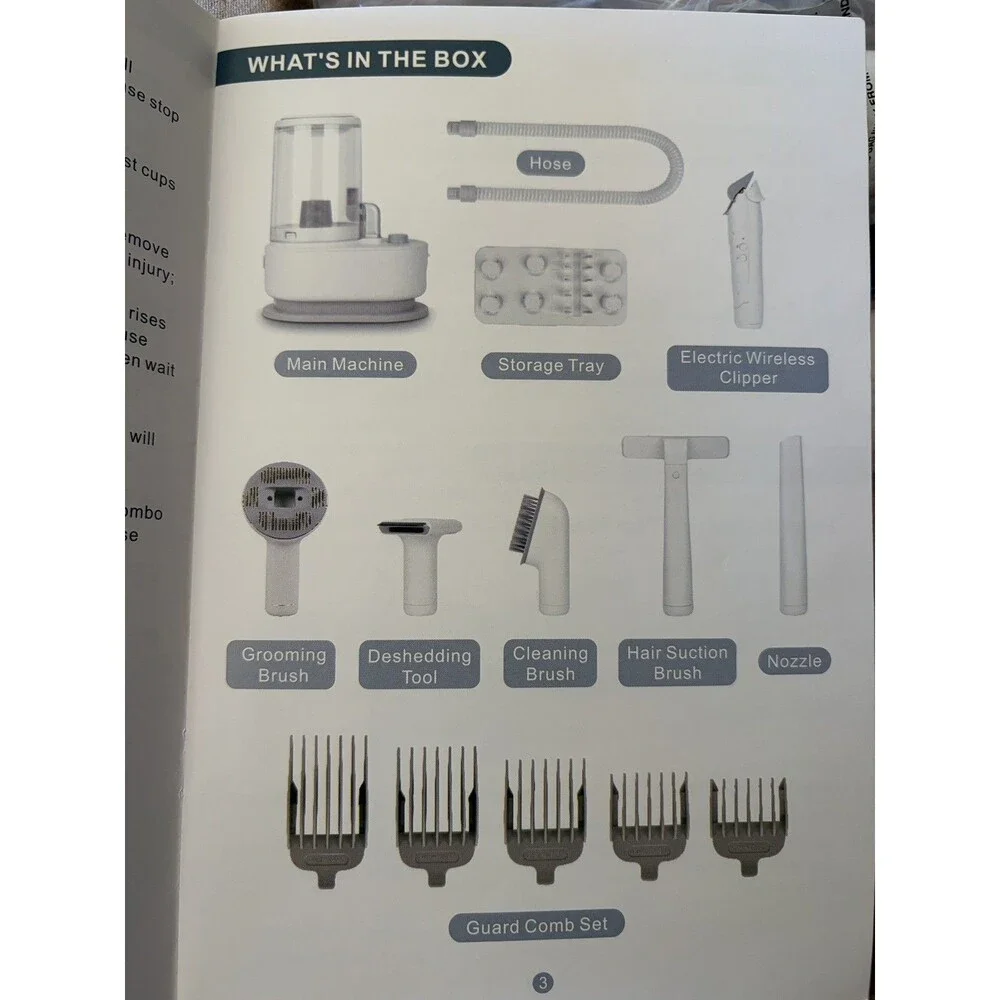 Homeika Pet Grooming Vacuum Kit GO-2303 Dog Cat Hair Clipper Trimmer Brush NIB